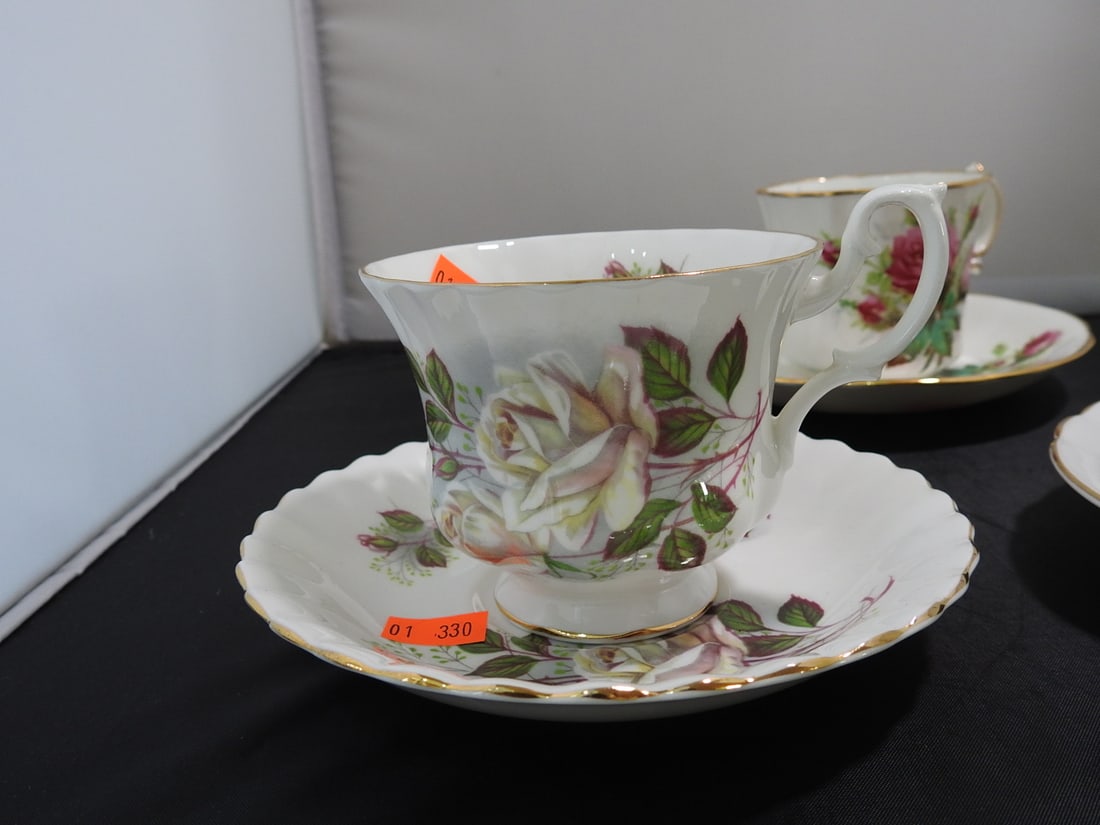 Set of 3 Vintage Bone China Teacup and Saucers - 2
