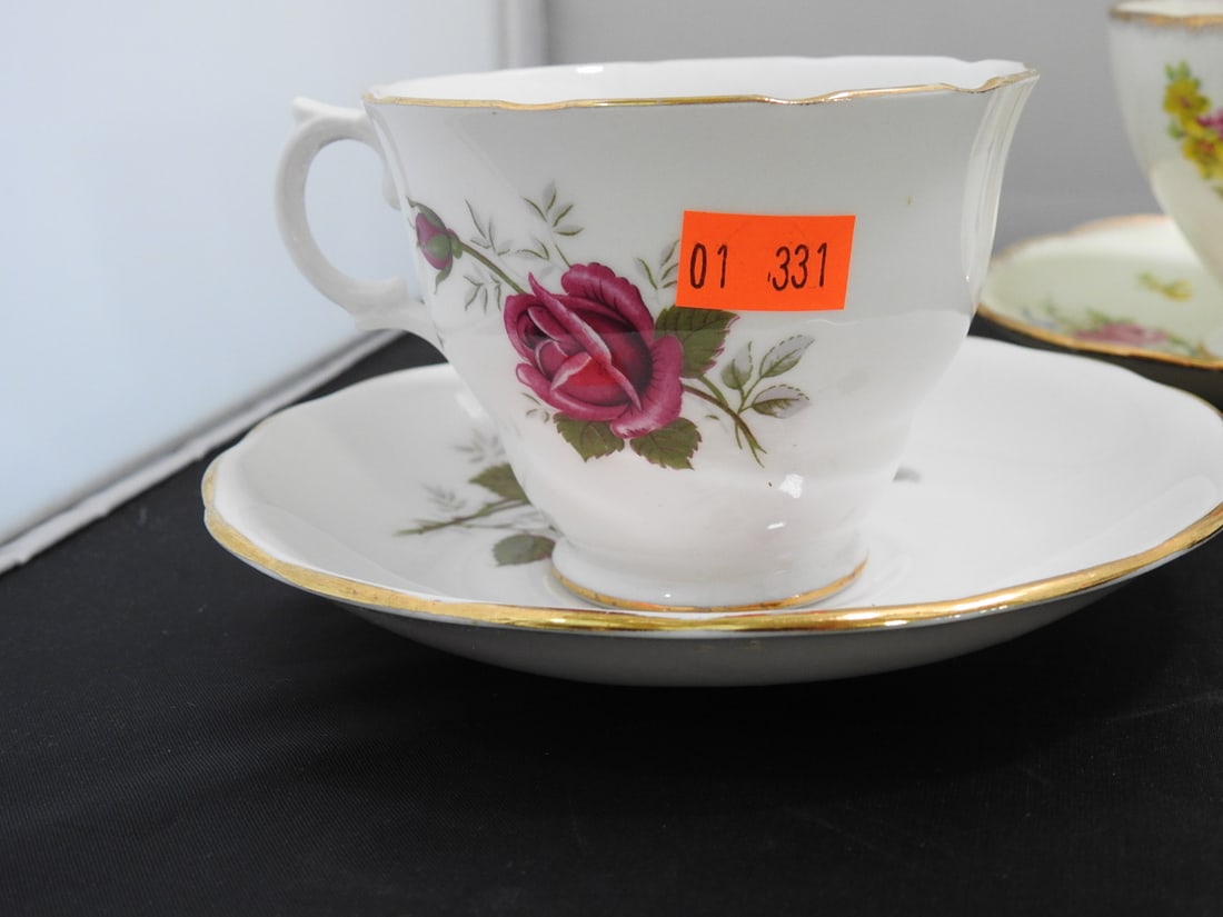 Set of 3 Vintage Bone China Teacup and Saucers - 2