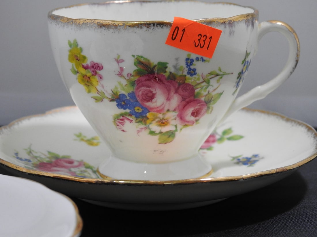 Set of 3 Vintage Bone China Teacup and Saucers - 3