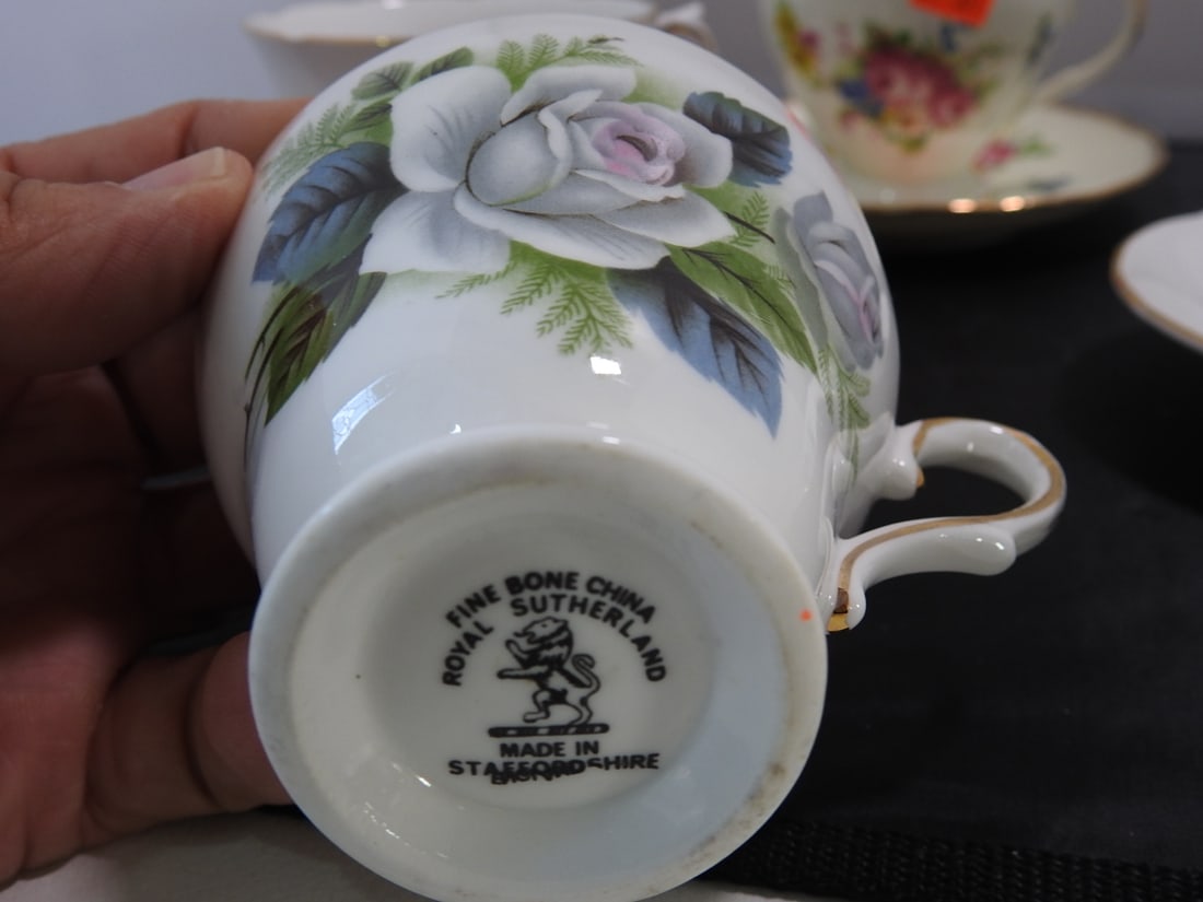 Set of 3 Vintage Bone China Teacup and Saucers - 6