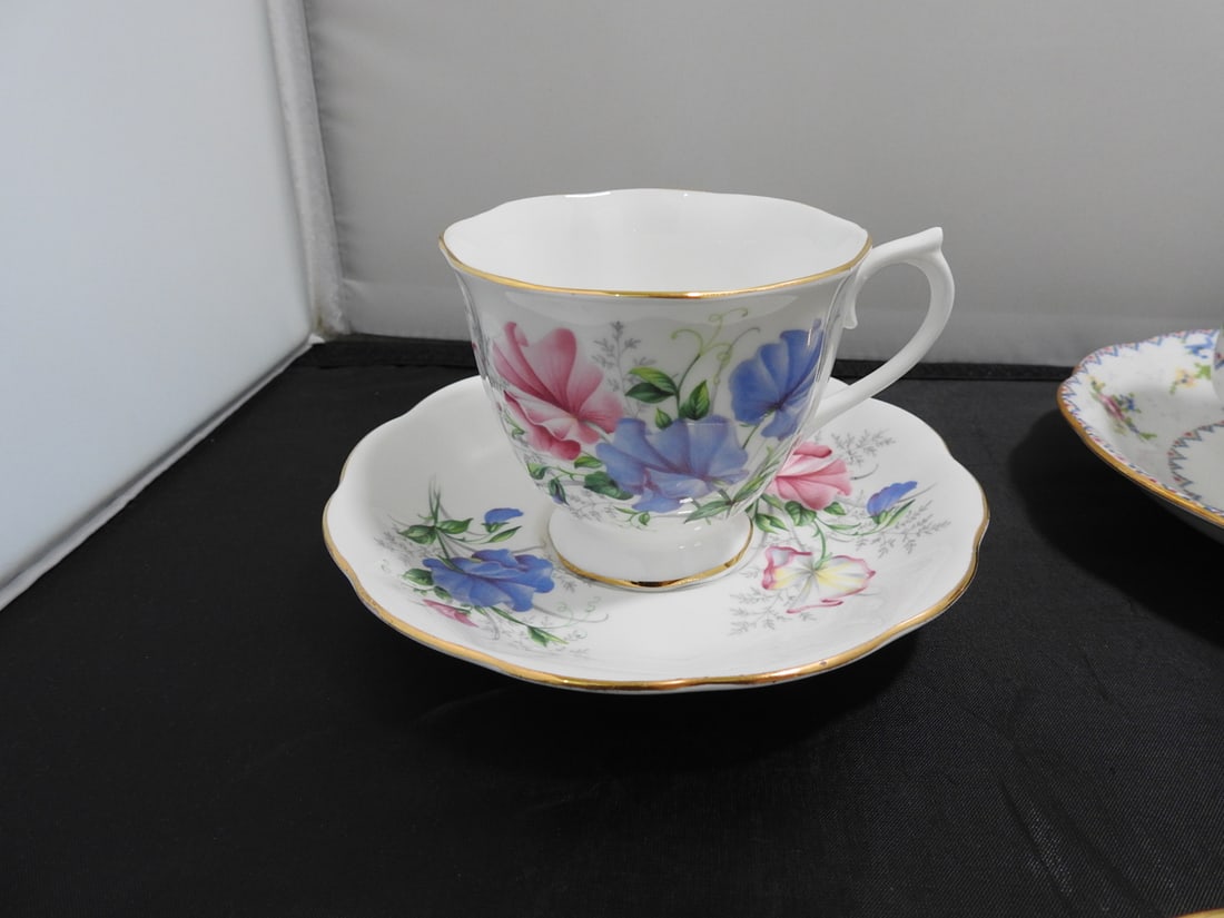 Set of 3 Vintage Bone China Teacup and Saucers - 3