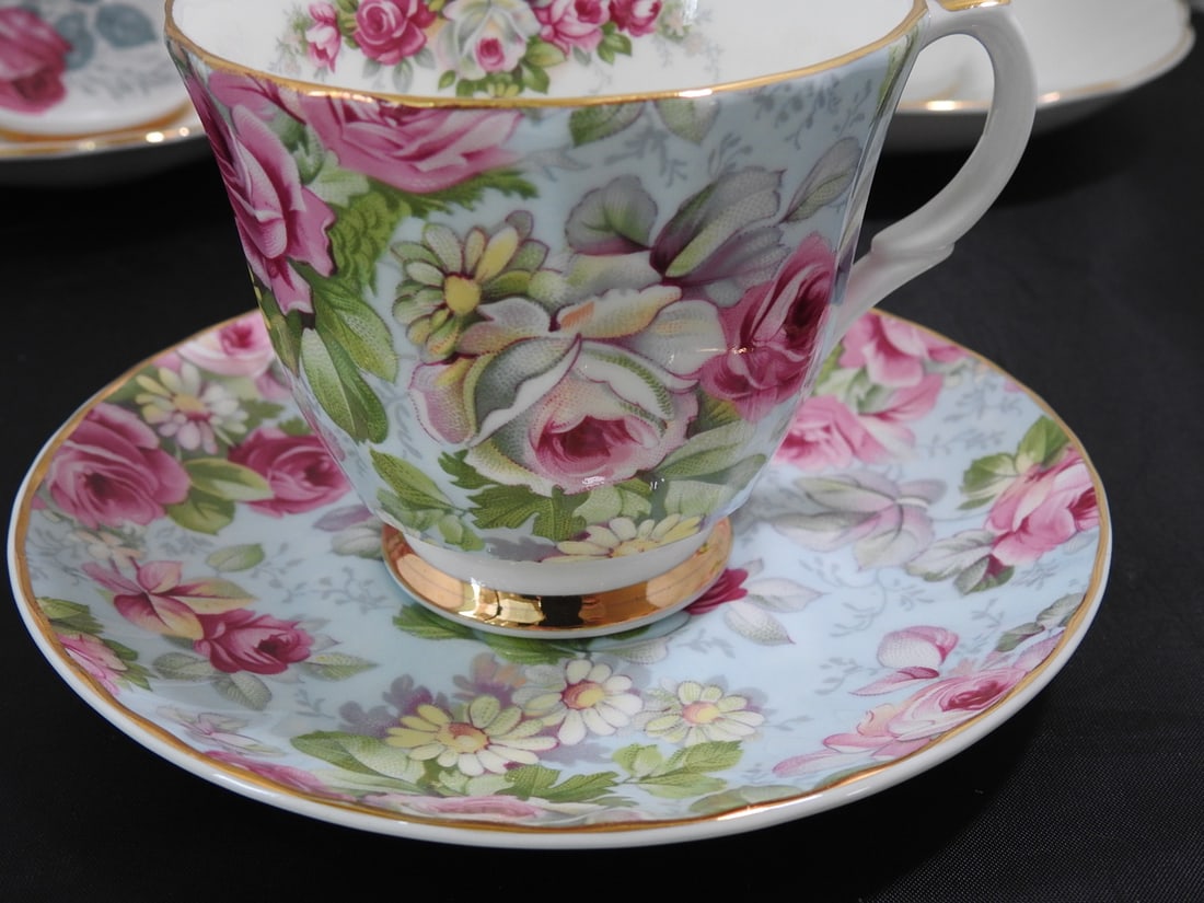 Set of 3 Vintage Bone China Teacup and Saucers - 2