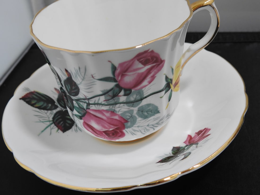 Set of 3 Vintage Bone China Teacup and Saucers - 3