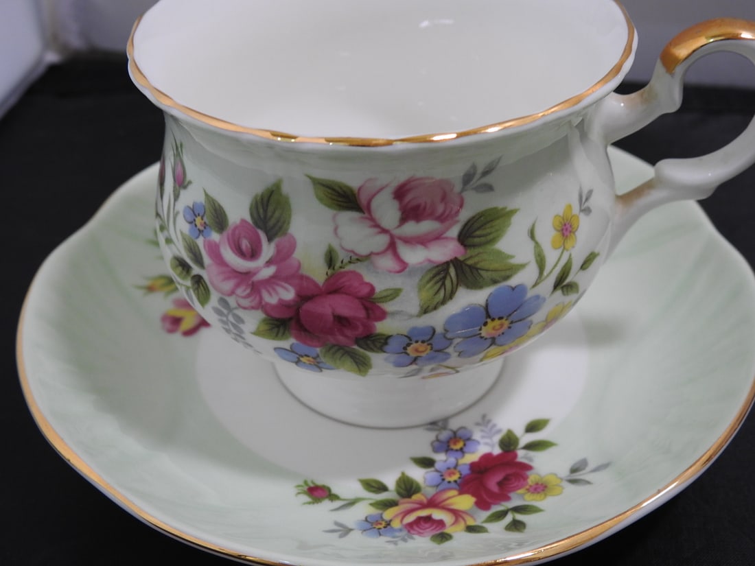 Set of 3 Vintage Bone China Teacup and Saucers - 3