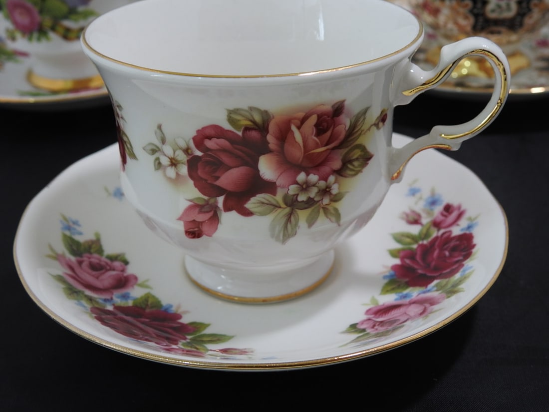 Set of 3 Vintage Bone China Teacup and Saucers - 2