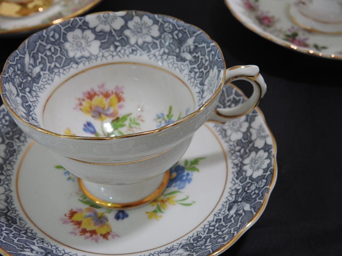 Set of 3 Vintage Bone China Teacup and Saucers - 2