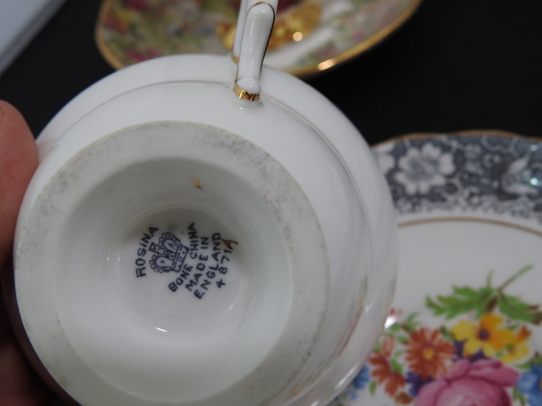 Set of 3 Vintage Bone China Teacup and Saucers - 5