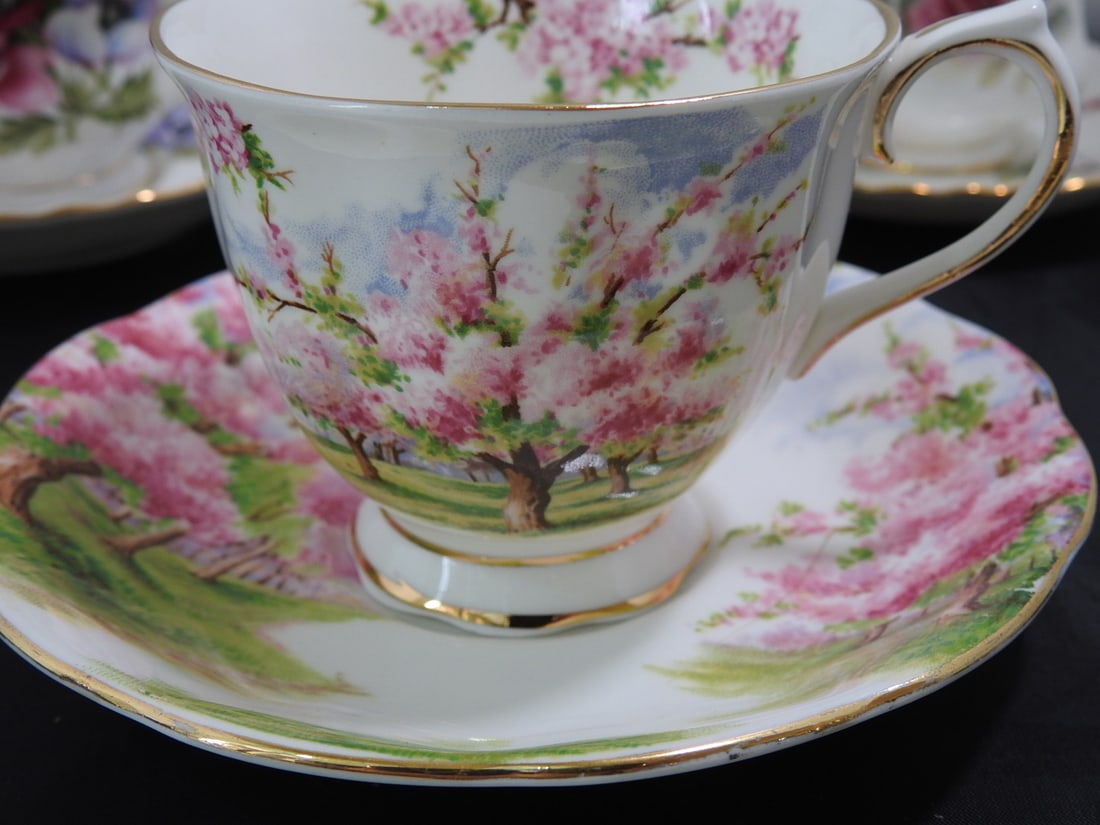 Set of 3 Vintage Bone China Teacup and Saucers - 2