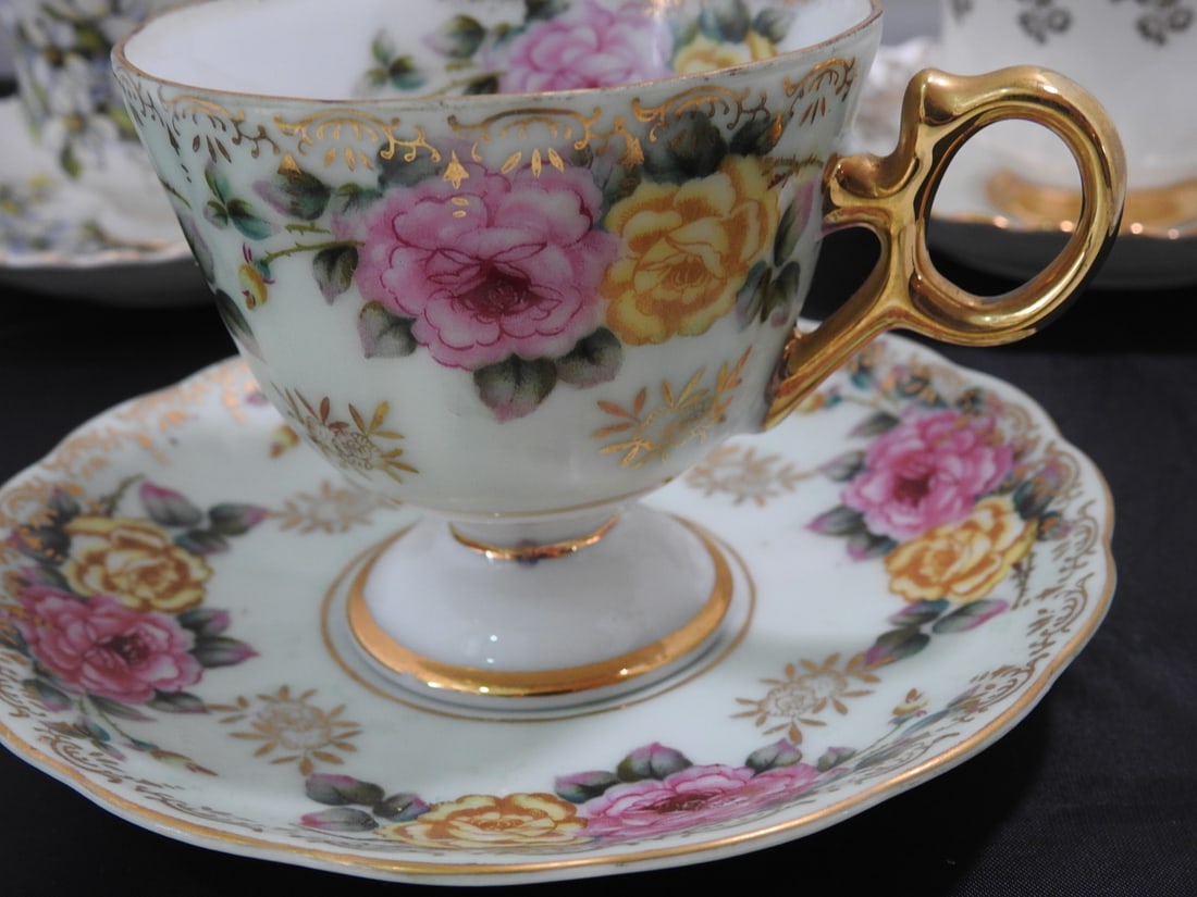 Set of 3 Vintage Bone China Teacup and Saucers - 2