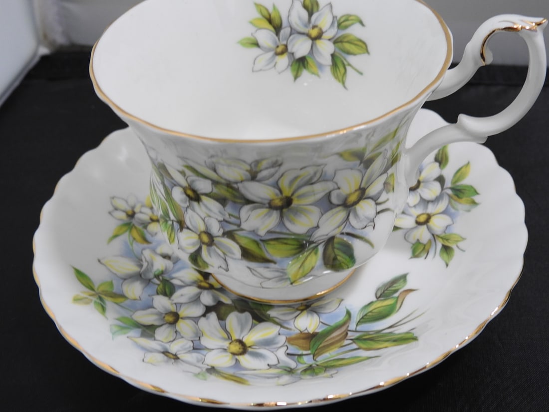 Set of 3 Vintage Bone China Teacup and Saucers - 3