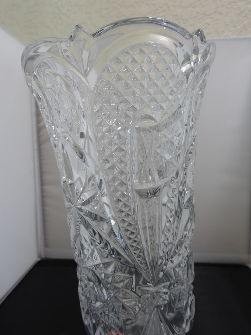 lead crystal footed flute vase - 2