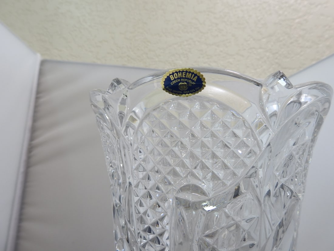 lead crystal footed flute vase - 5