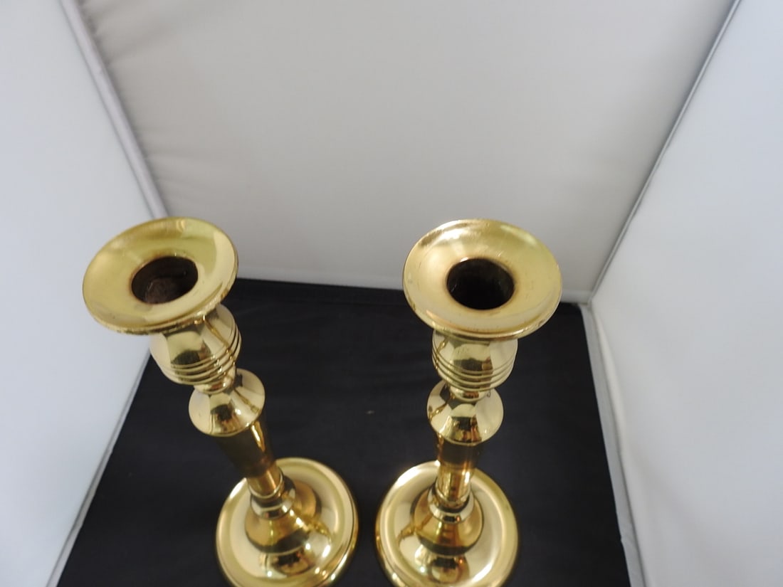 Pair of Large Brass Candlesticks - 2