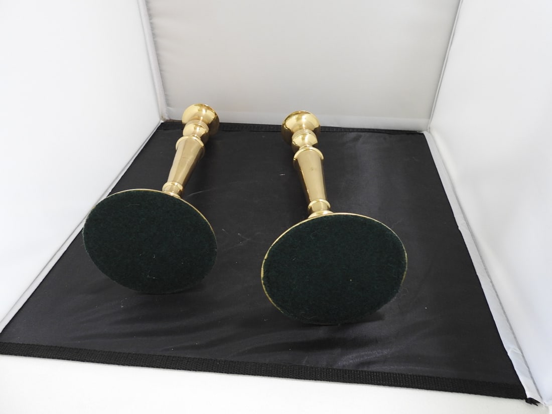 Pair of Large Brass Candlesticks - 3