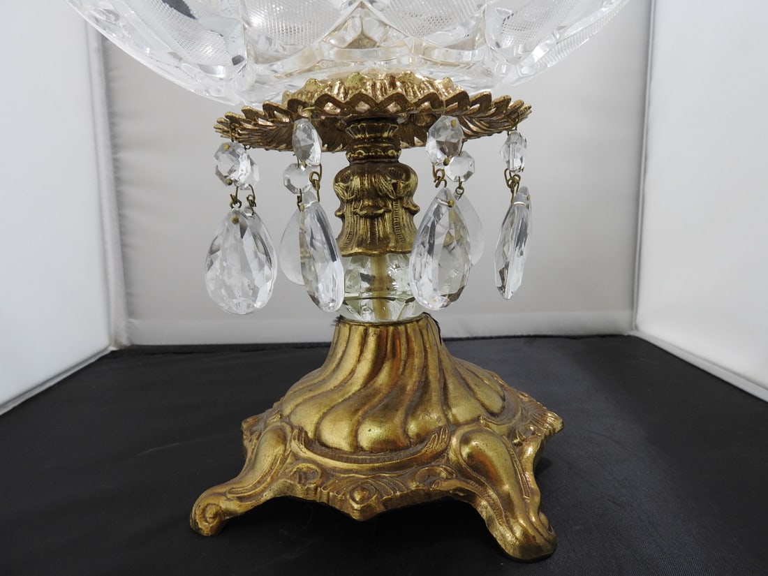 Crystal and Brass Pedestal Fruit Bowl - 2