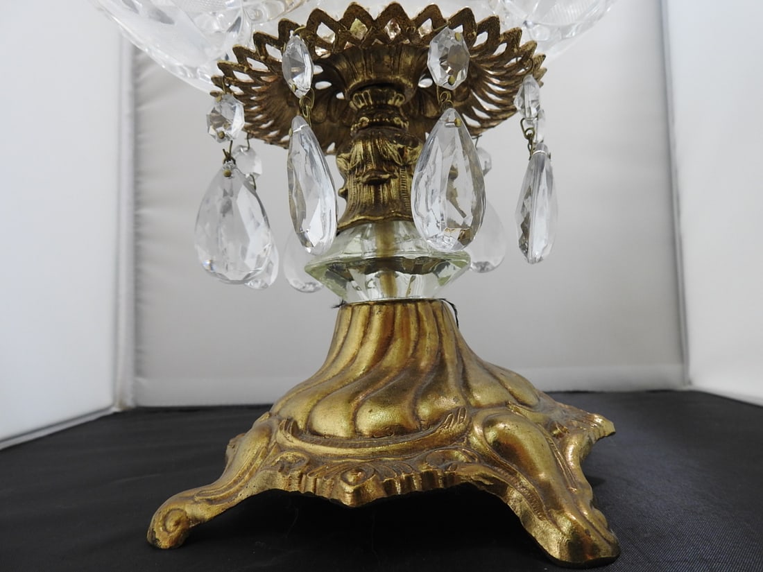 Crystal and Brass Pedestal Fruit Bowl - 3