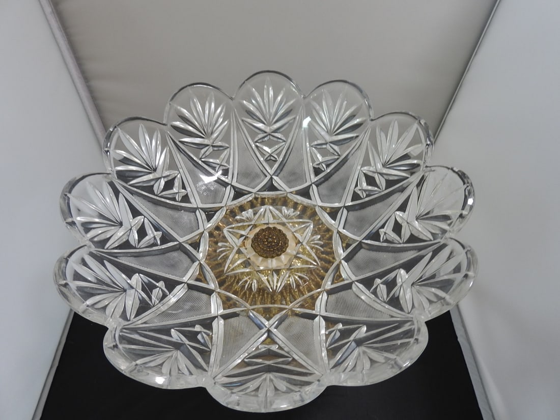 Crystal and Brass Pedestal Fruit Bowl - 5