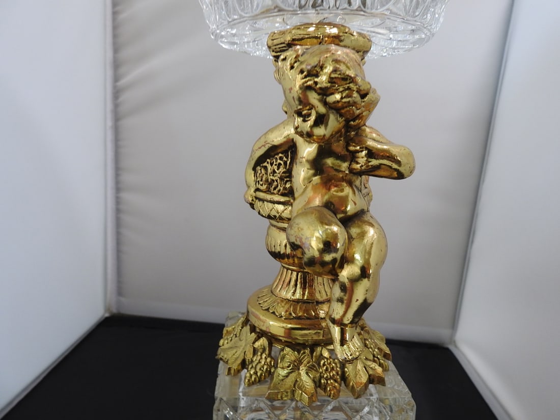 Large Crystal and Brass Pedestal Centerpiece - 4
