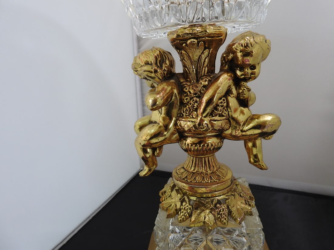 Large Crystal and Brass Pedestal Centerpiece - 5