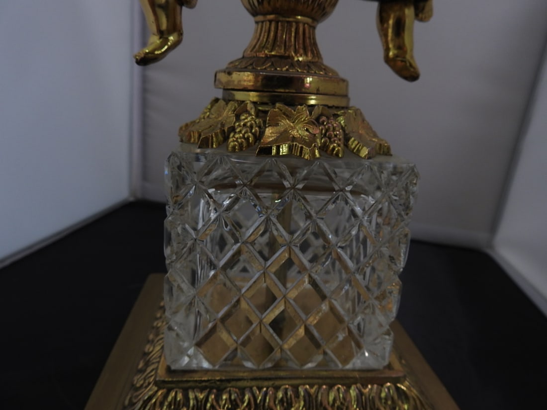 Large Crystal and Brass Pedestal Centerpiece - 8