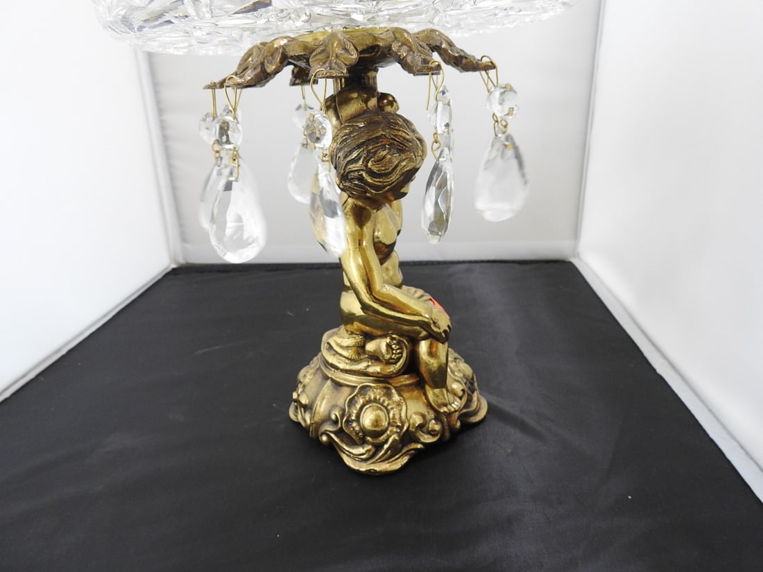 Large Crystal and Brass Pedestal Centerpiece - 4