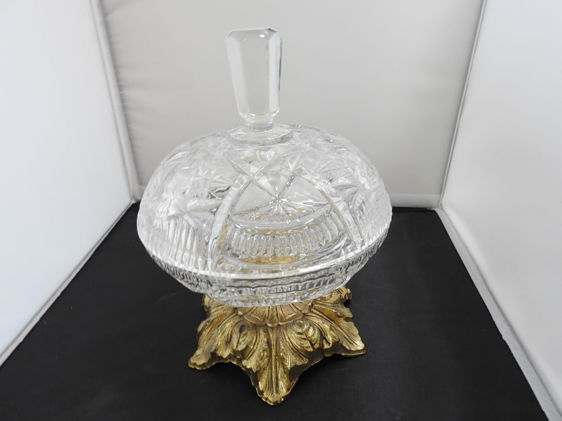 Cut Crystal Covered Pedestal Candy Dish: Cut Crystal Covered Pedestal Candy Dish Approx. 10 x 8 x 8 in.