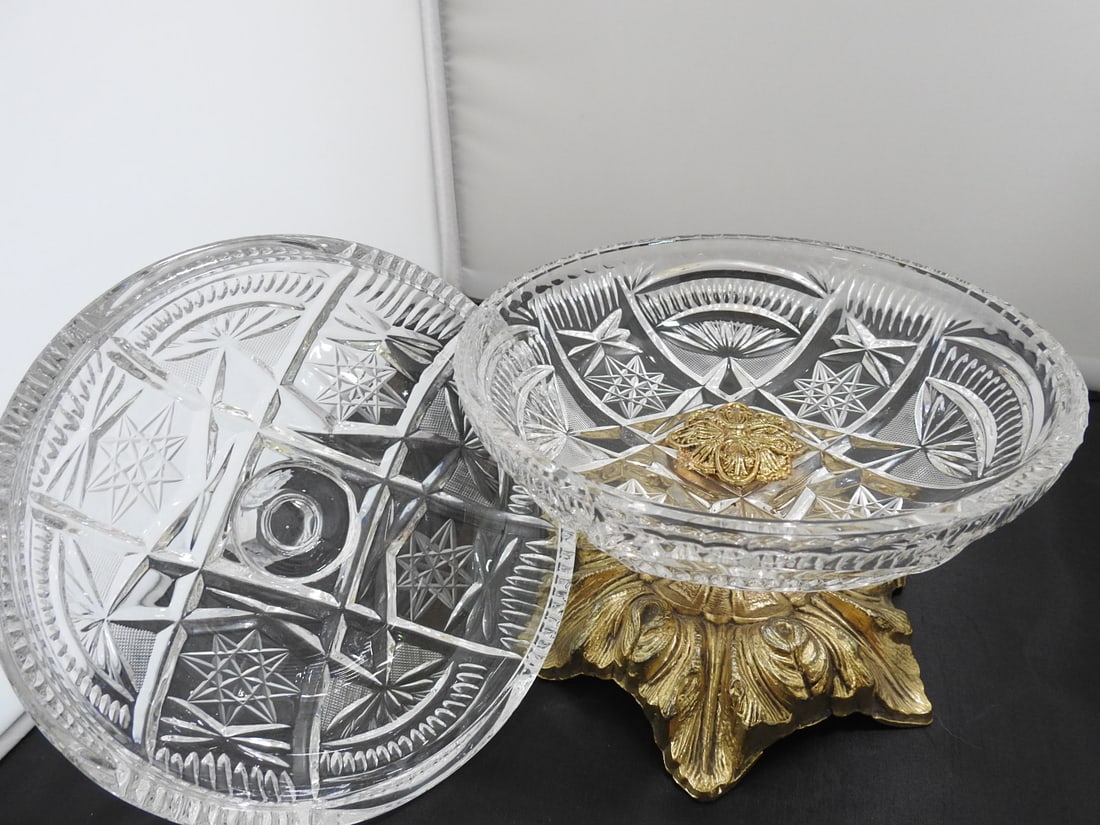 Cut Crystal Covered Pedestal Candy Dish - 3