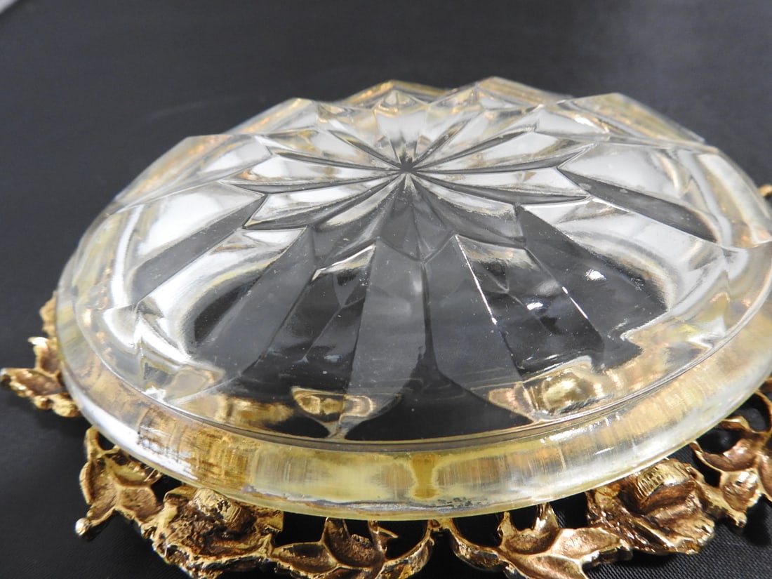 Antique Metal and Glass Soap Tray - 3