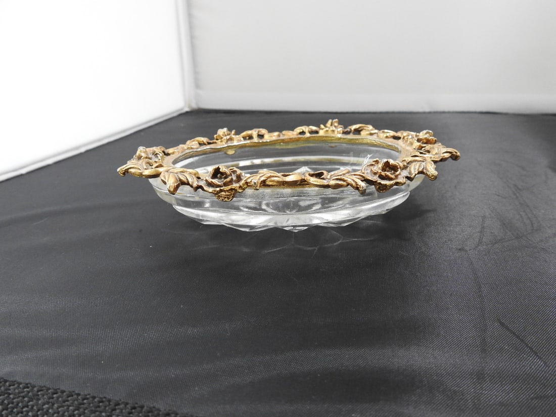 Antique Metal and Glass Soap Tray - 4