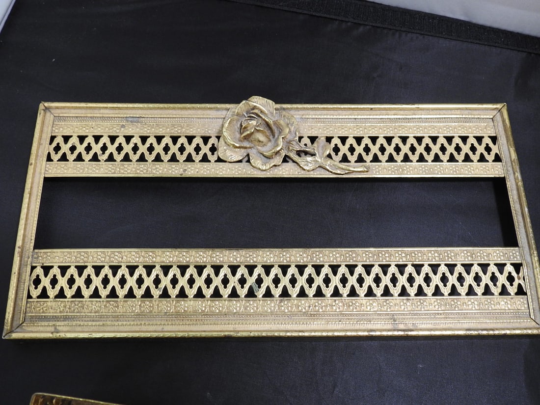 Vintage Brass Filigree Tissue Holder - 5