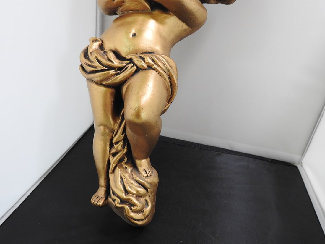 Antiqued Gold Cupid Wall Vase Decor - 3