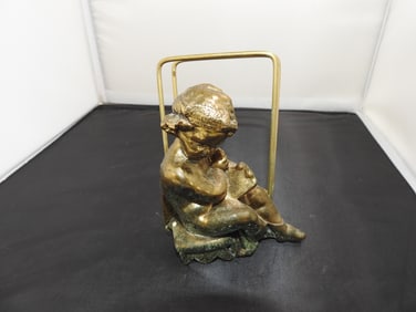 Vintage Brass Cherub Napkin Holder