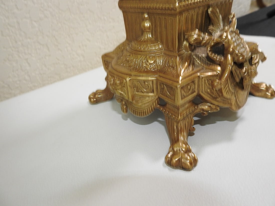 Pair of Monumental Italian Gilt Metal & Banded Onyx Seven-Light Candelabra - 15