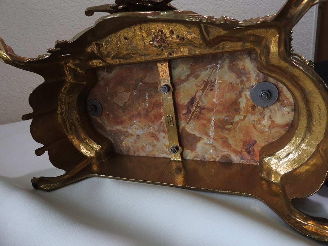 Monumental Italian Gilt Metal & Onyx Three-Piece Garniture Clock Set - 16