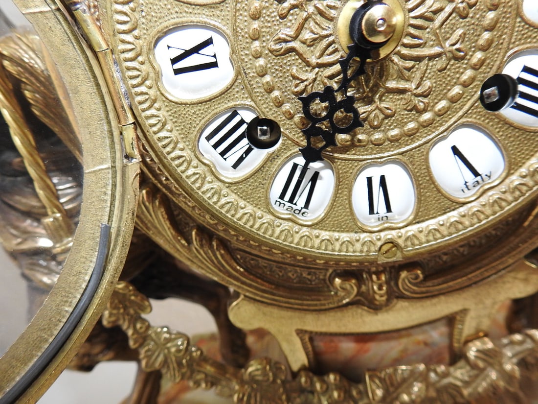 Monumental Italian Gilt Metal & Onyx Three-Piece Garniture Clock Set - 8