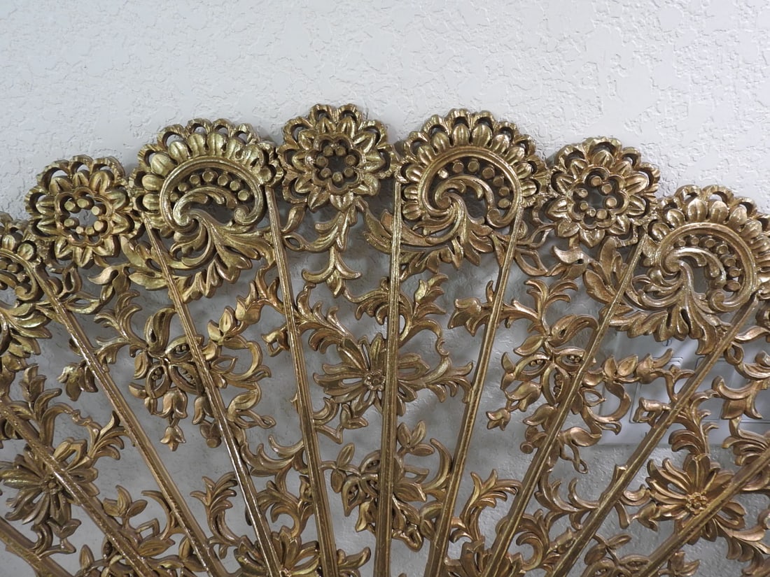 Antiqued Gold Filigree Fan Wall Decor - 2