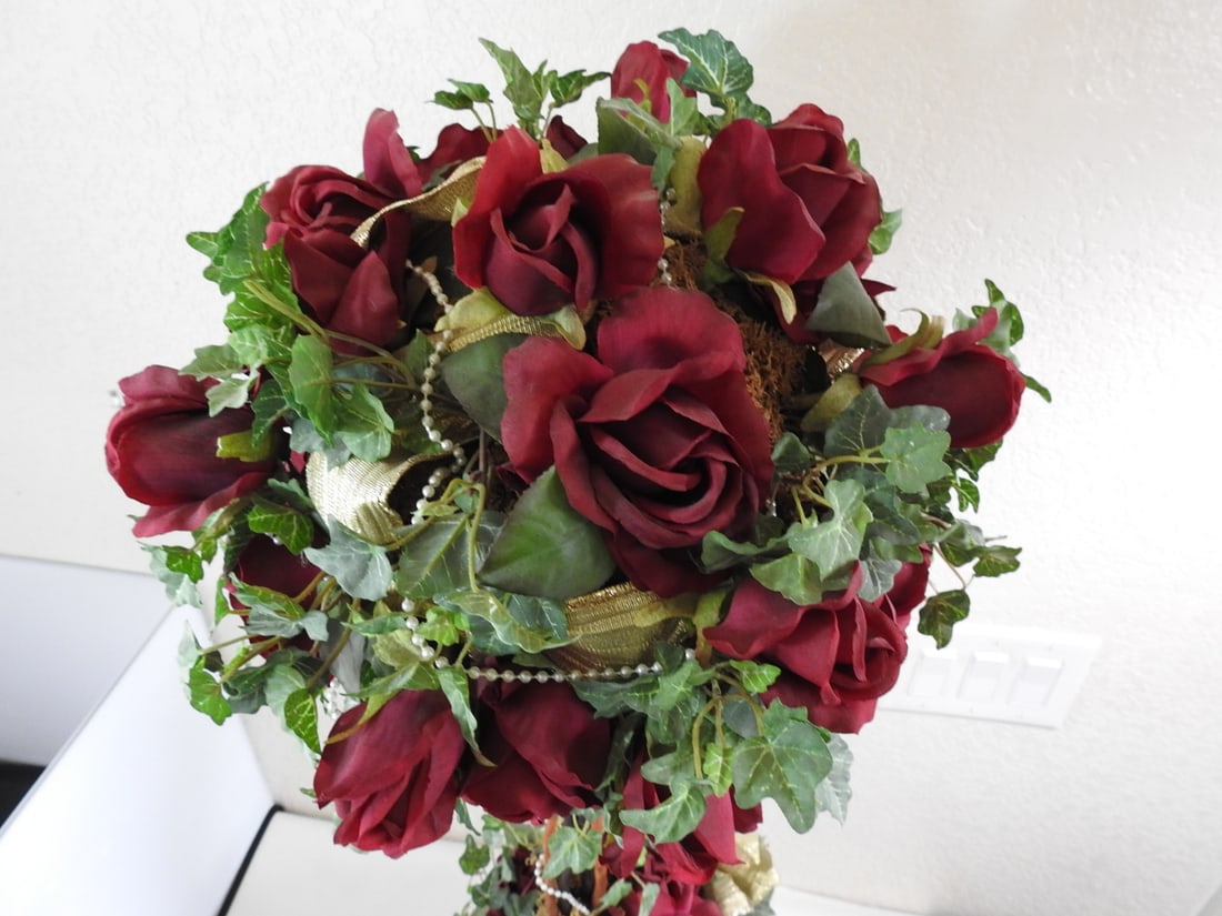 Classic European Style Topiary Silk Flower Arrangement - 4