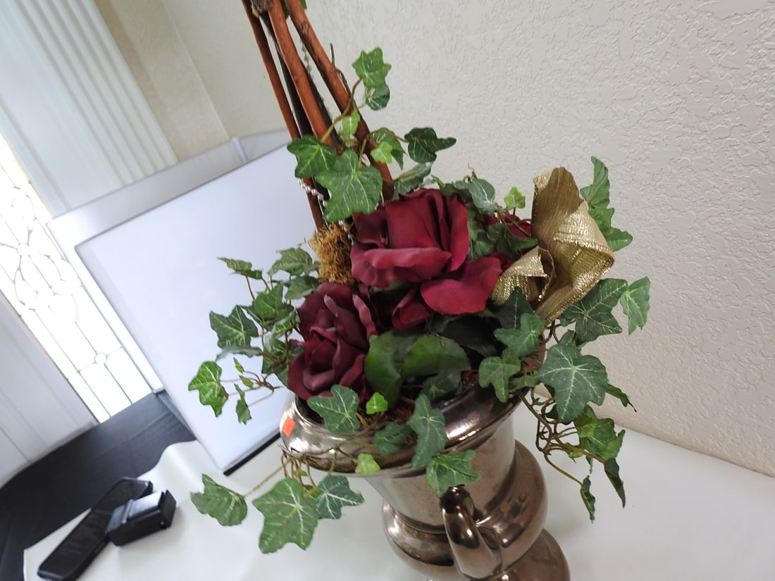 Classic European Style Topiary Silk Flower Arrangement - 5