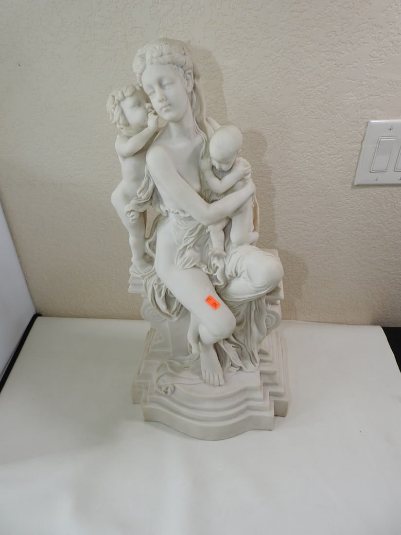 Between Two Loves (Entre Deux Amours) Resin Sculpture: Between Two Loves (Entre Deux Amours) hard resin sculpture. One wing has a break as noted; see photos. Approx. 24 x 13 x 9 in.