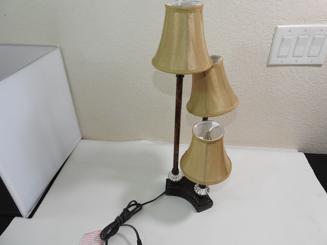 Three-Headed Lamp: Three-Headed Lamp. Painted Metal, Approx. 23.5 x 10.5 x 9 in.