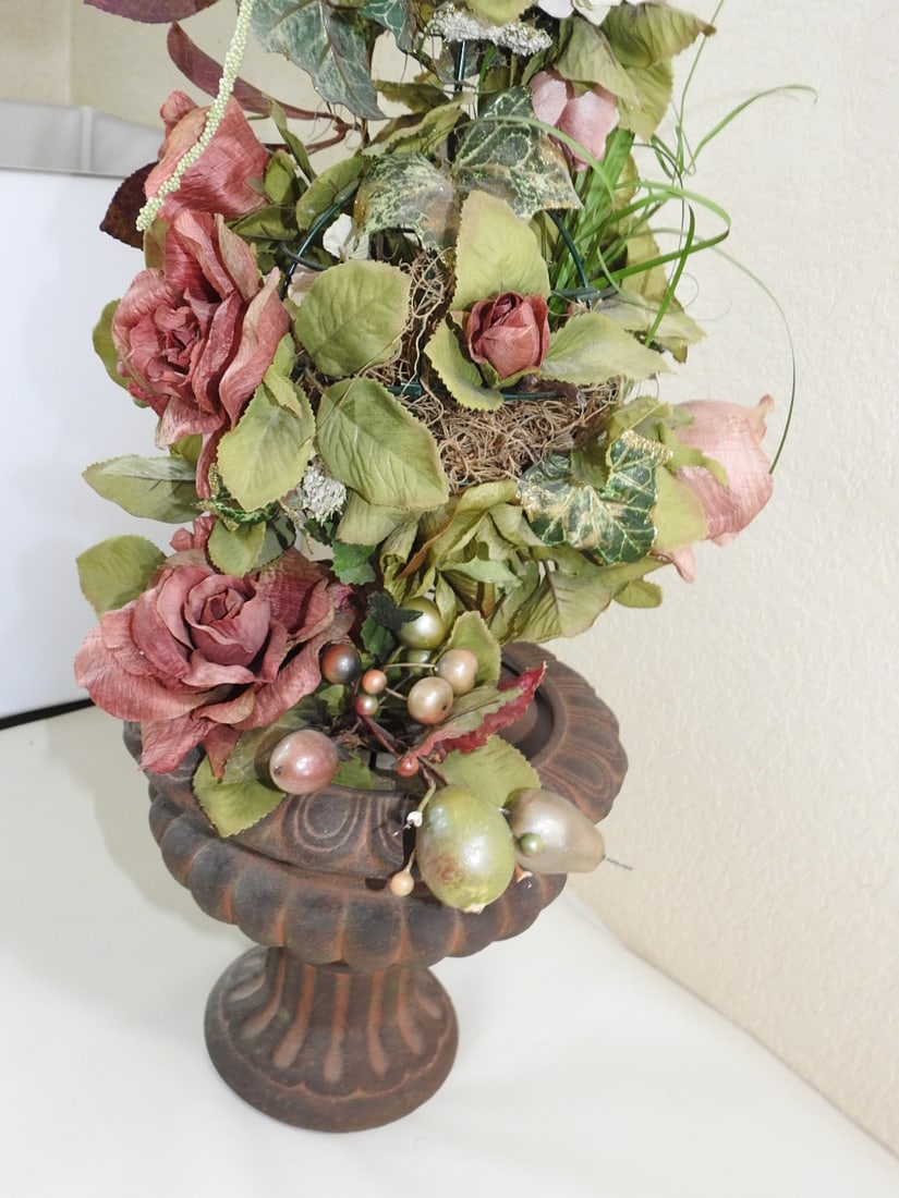 Classic European Style Topiary Silk Flower Arrangement - 3