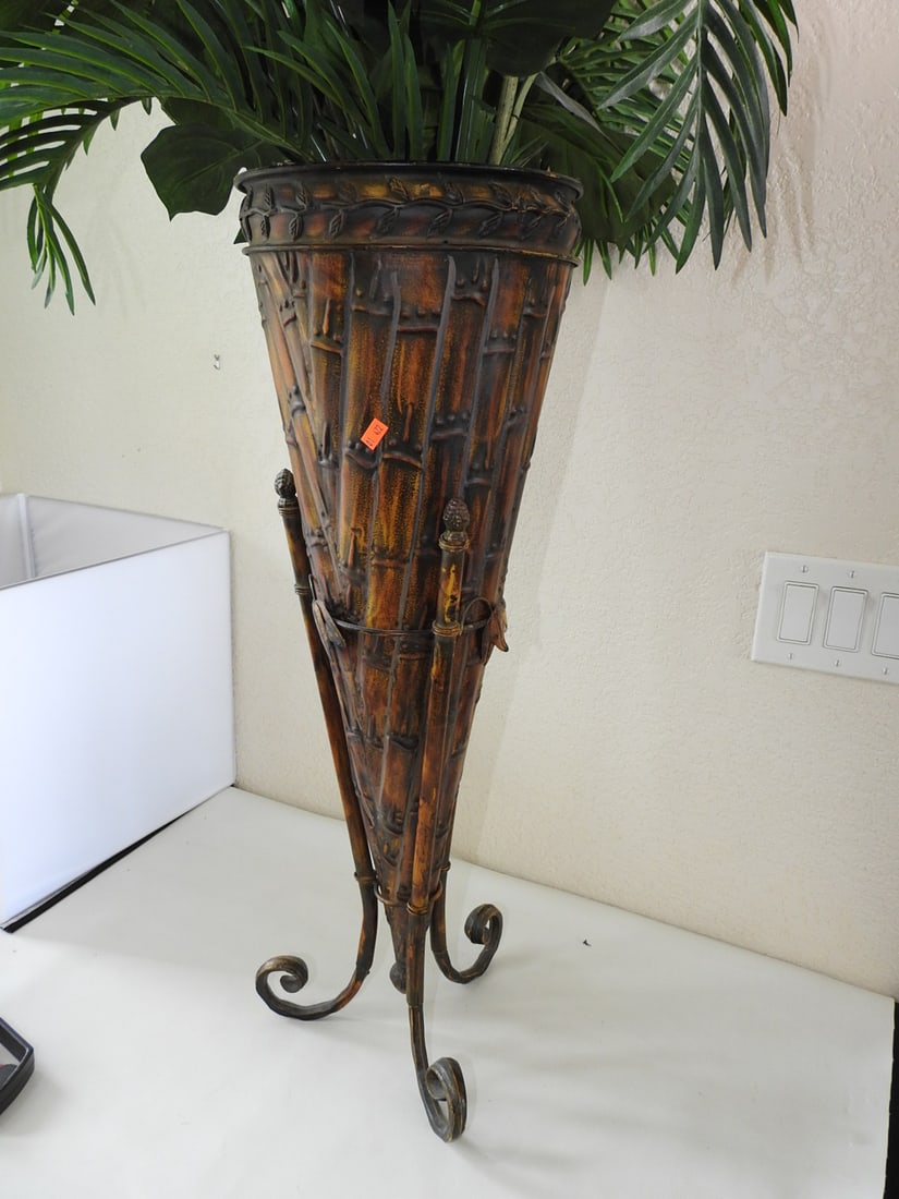 Faux Palm Tree in Footed Horn-Style Base - 2