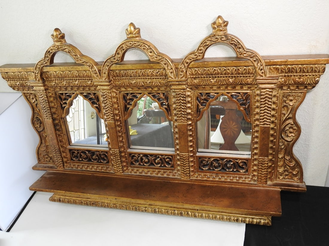 Gold Leaf Byzantine Style Paper Mache Mirror - 5