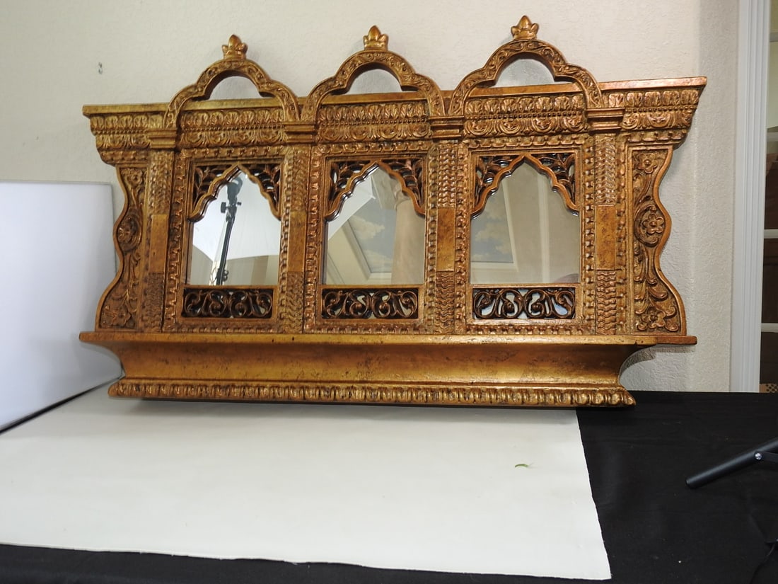 Gold Leaf Byzantine Style Paper Mache Mirror - 6