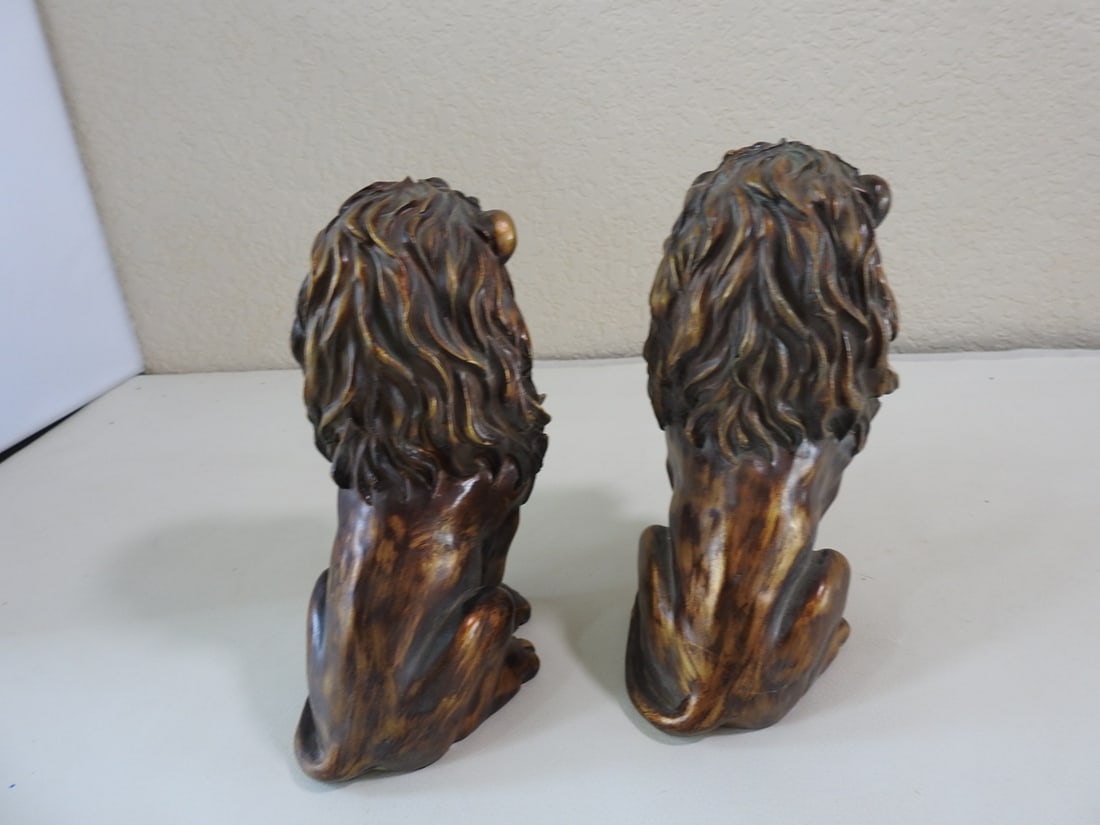 Pair of Classical Faux Bronze Lion Bookends - 4