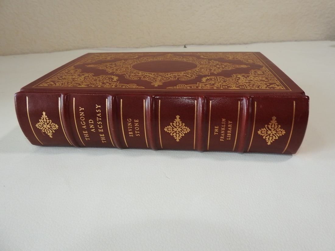 The Agony and the Ecstasy by Irving Stone - Franklin Library Edition: Hard leather bound Franklin Library edition. Approx. 9.5 x 7 x 2.5 in. Appears to be signed as noted; signature not authenticated.