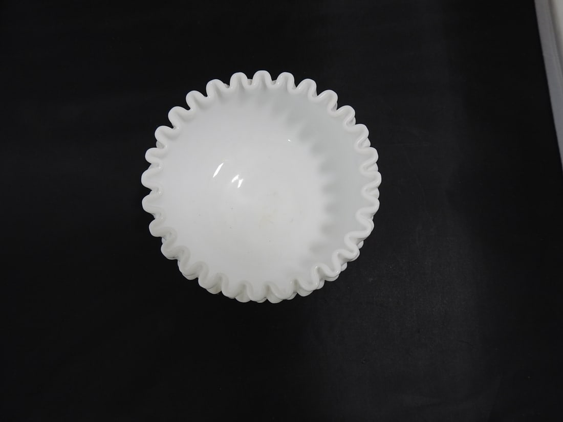 Fenton Milk Glass Hobnail Ruffled Bowl - 2