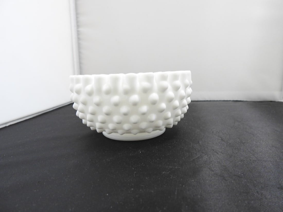 Fenton Milk Glass Hobnail Ruffled Bowl - 3