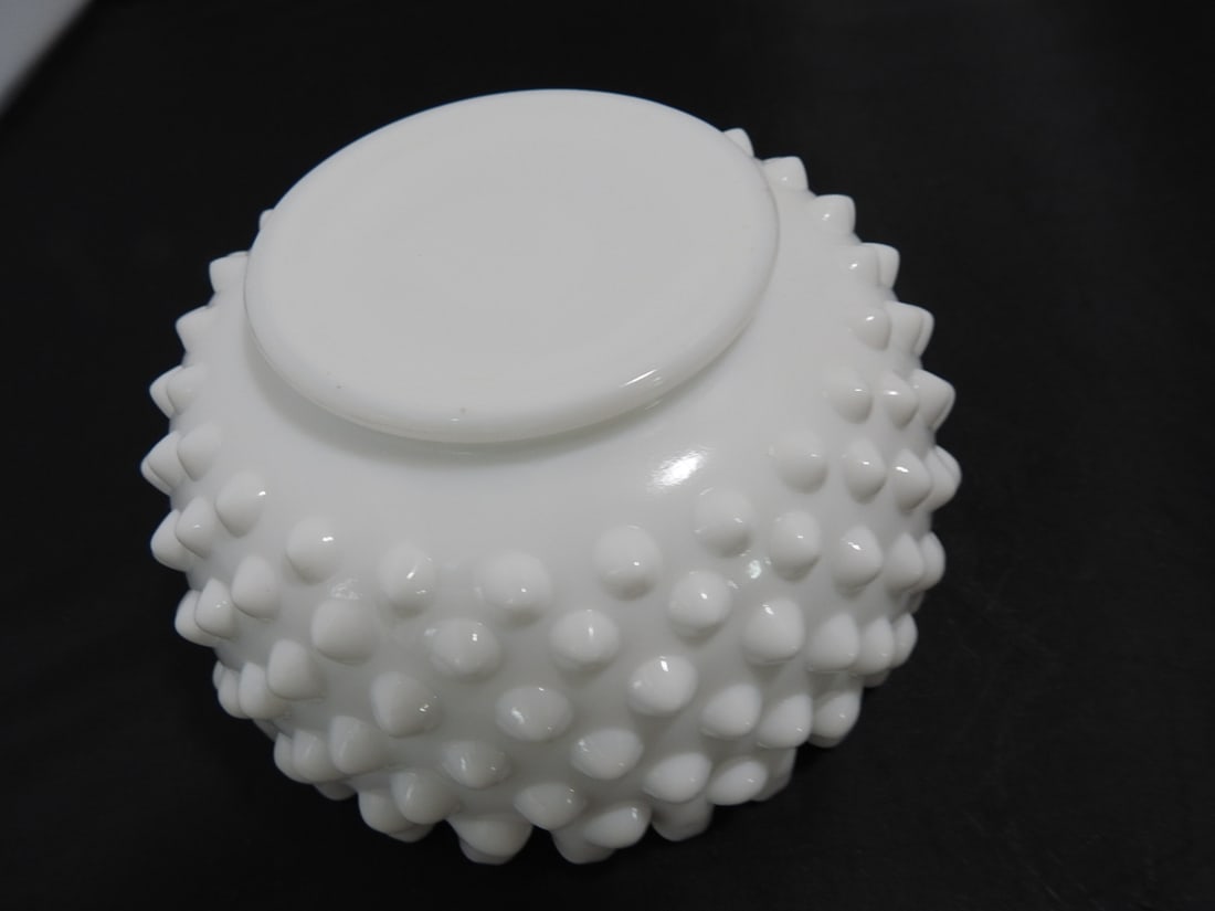Fenton Milk Glass Hobnail Ruffled Bowl - 4