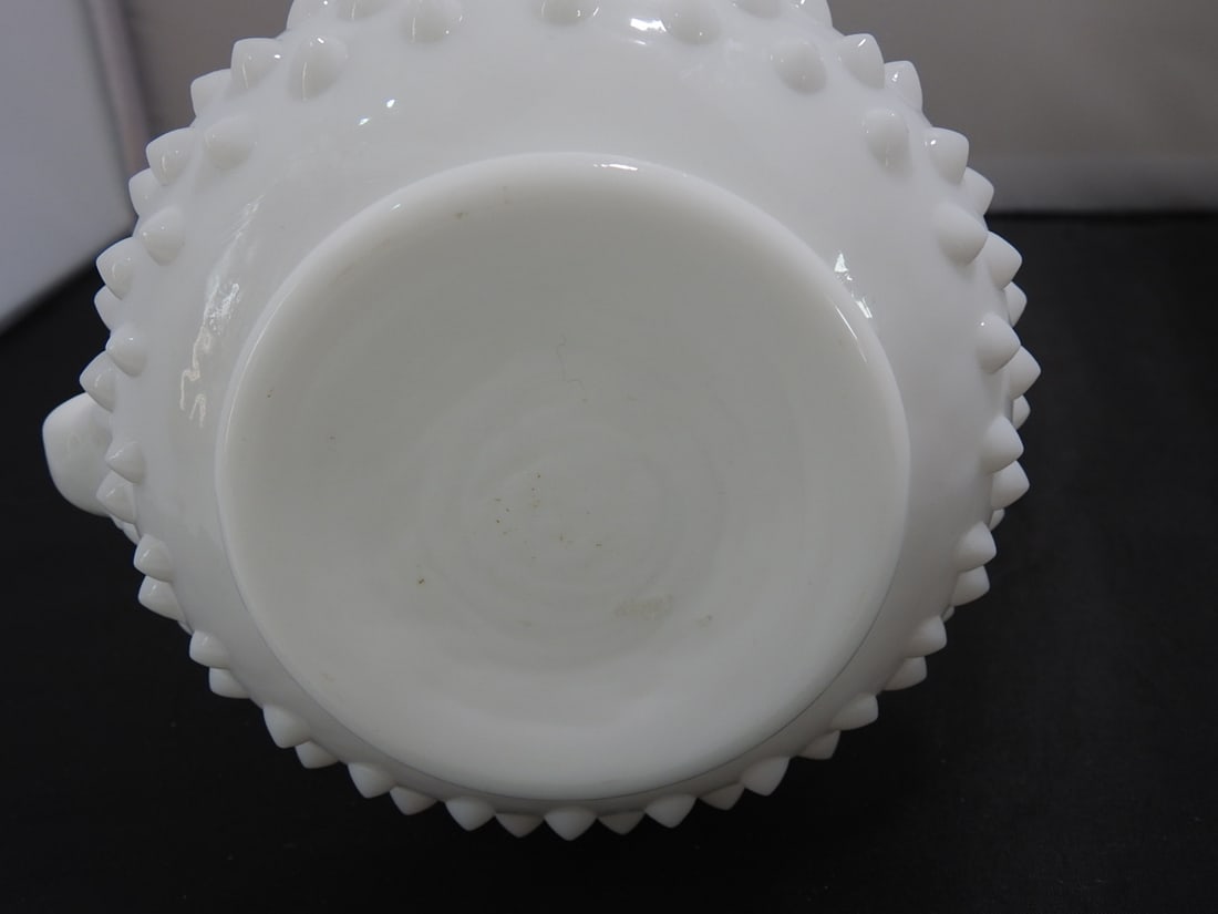 Fenton Milk Glass Hobnail Hurricane Oil Lamp - 6